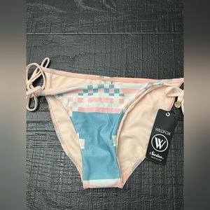 Wildfox Pink/Blue Tie Side Bikini Bottoms.  Size-S.  New with Tags.